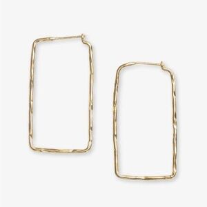 Ink + Alloy Athena Rectangle Bar Thin Hoop Earrings Brass